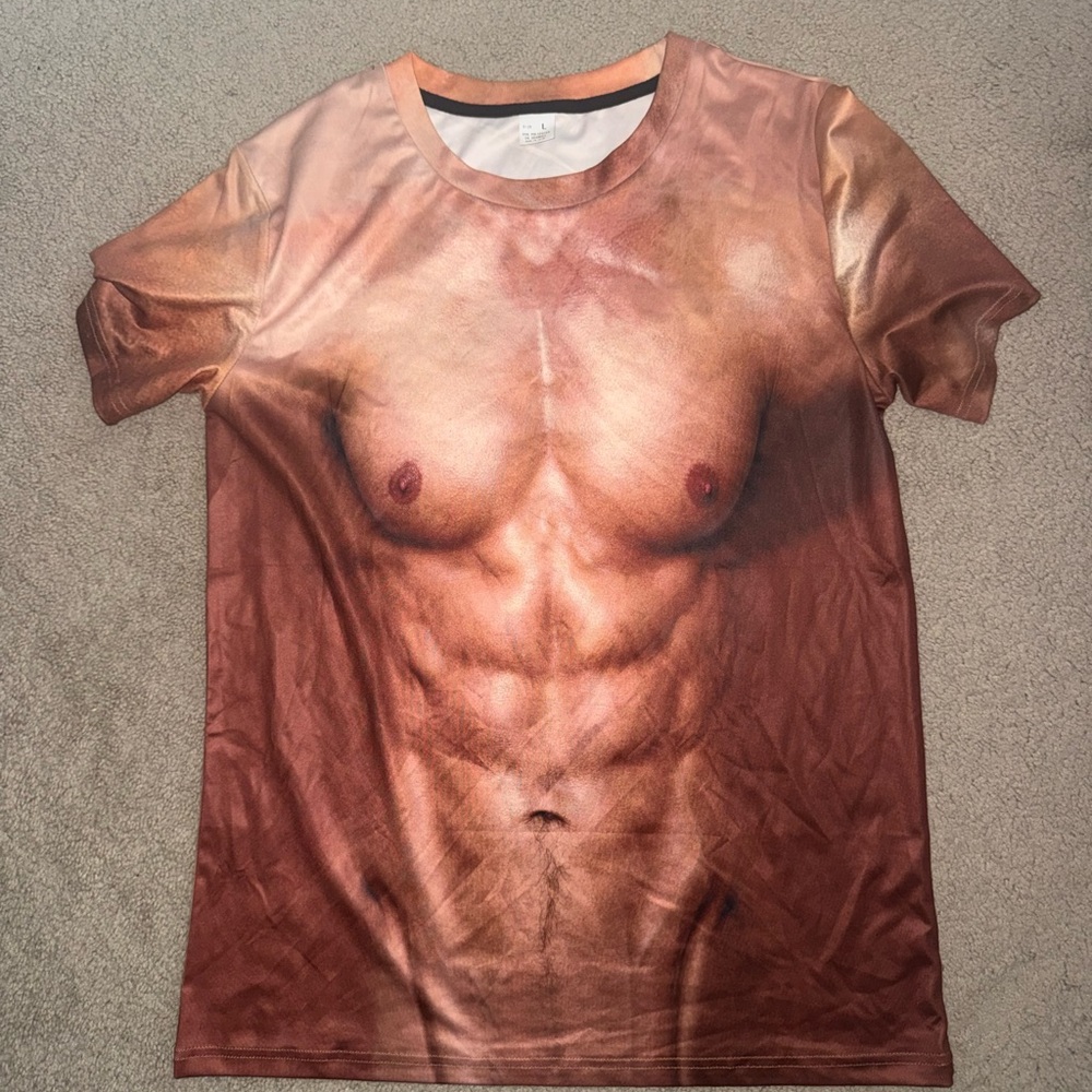 Men's Novelty Muscle Torso Print Tee - Brown